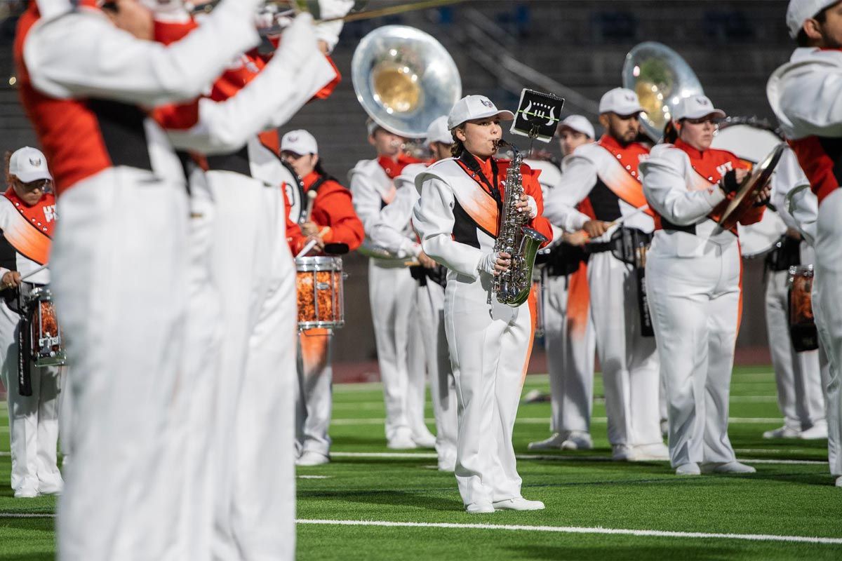 marching band on football field