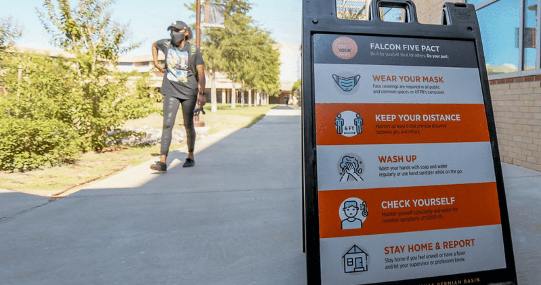 COVID-19 Precautions Sign on 校园