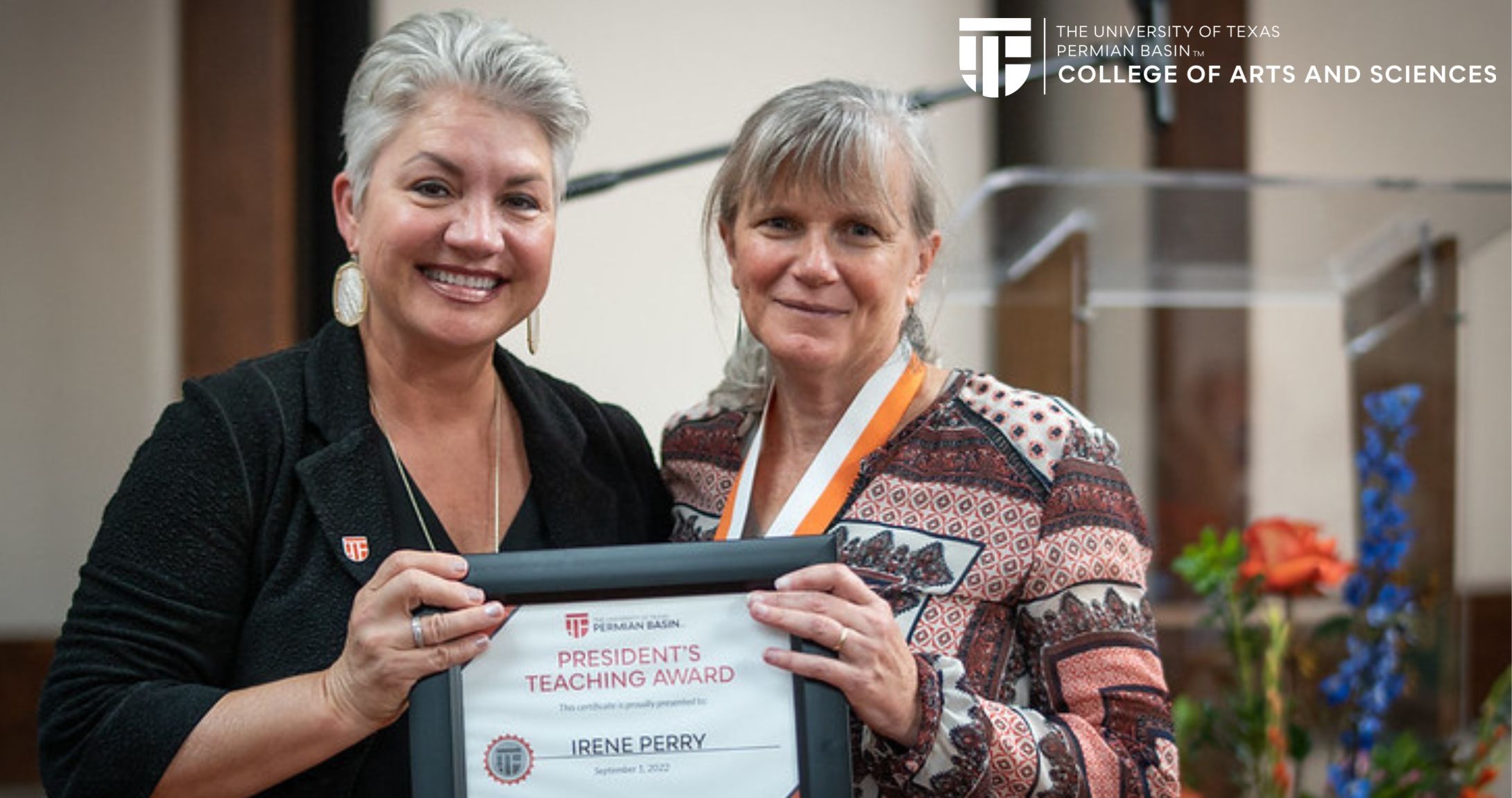 utpb president with biology faculty member